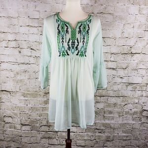 Cute Options Sheer Embroidered Tunic NWT (Size S)